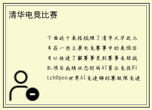 清华电竞比赛